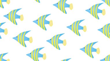 Beyaz arka planda kusursuz şirin karikatür balığı, illüstrasyon kavramı