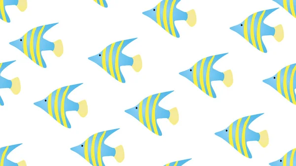 Seamless Cute cartoon fish on white background, illustration concept