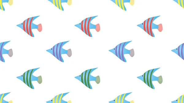 Nahtlose Netter Cartoon Fisch Auf Weißem Hintergrund Illustrationskonzept — Stockfoto