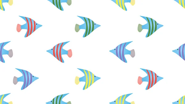 Seamless Cute cartoon fish on white background, illustration concept