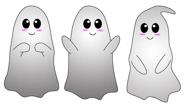 Ghost Illustration Karakter Halloween Witte Achtergrond — Stockfoto