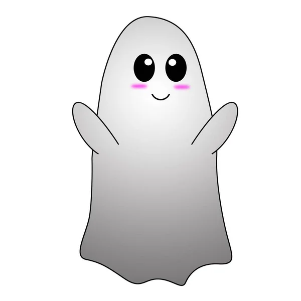Ghost Εικονογράφηση Χαρακτήρας Στις Απόκριες Λευκό Φόντο — Φωτογραφία Αρχείου