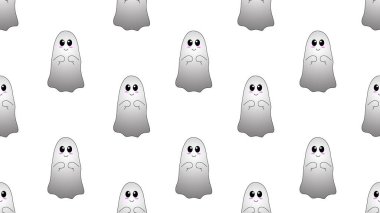 Beyaz arkaplanda kusursuz hayalet karikatürü, illüstrasyon konsepti