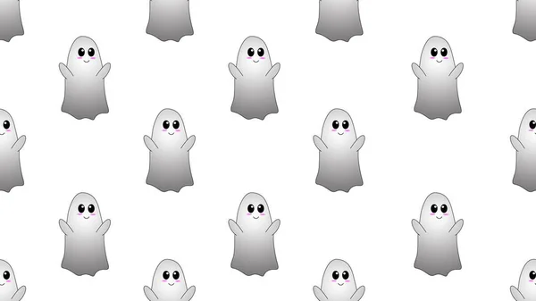 Fantasma Senza Soluzione Continuità Cartone Animato Sfondo Bianco Concetto Illustrazione — Foto Stock