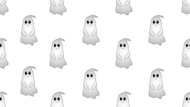 Beyaz arkaplanda kusursuz hayalet karikatürü, illüstrasyon konsepti