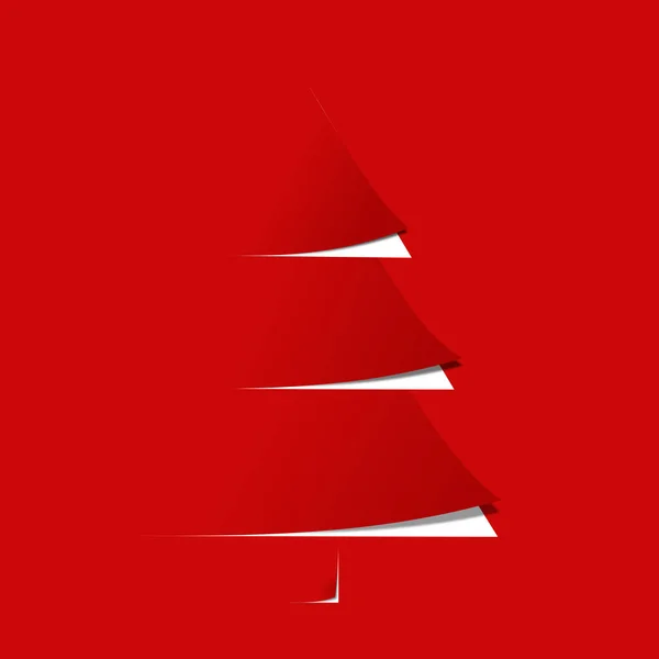 Χαρτί Περικοπή Χριστουγεννιάτικο Δέντρο Κόκκινο Φόντο Εικόνα Έννοια — Φωτογραφία Αρχείου