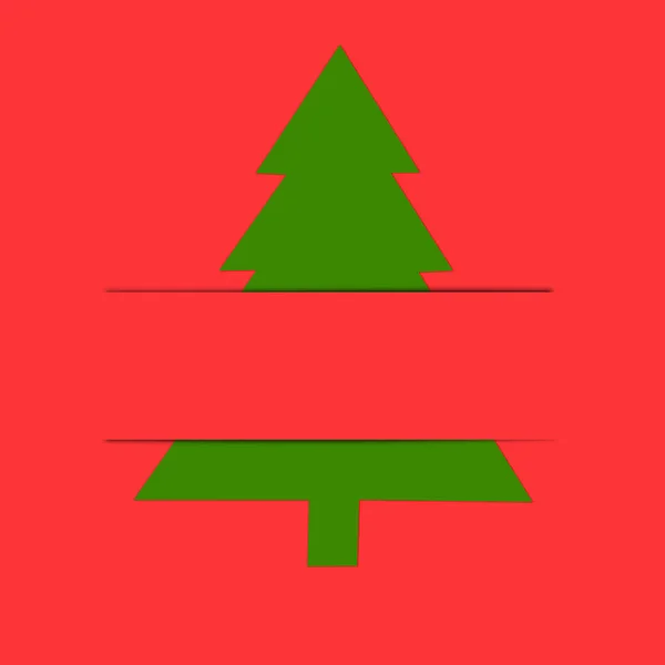 Χαρτί Περικοπή Χριστουγεννιάτικο Πράσινο Δέντρο Κόκκινο Φόντο Εικόνα Έννοια — Φωτογραφία Αρχείου