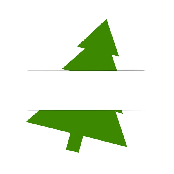 Папір Вирізав Різдвяну Зелену Ялинку Білому Тлі Концепція Ілюстрації Стокове Зображення