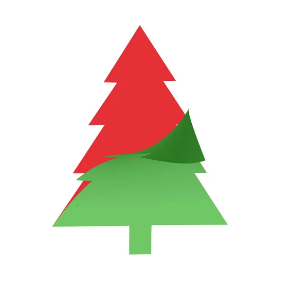 Χαρτί Περικοπή Χριστουγεννιάτικο Κόκκινο Δέντρο Λευκό Φόντο Εικόνα Έννοια — Φωτογραφία Αρχείου