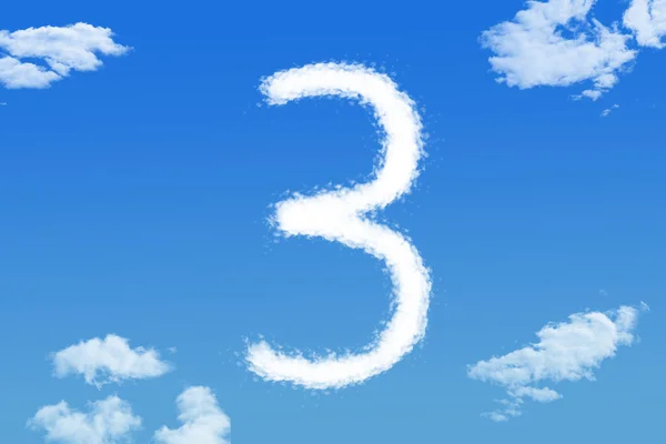 Chmura Kształt Numer Trzy Błękitnym Niebie — Zdjęcie stockowe