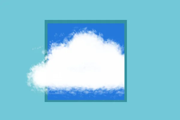 Bulutlu Mavi Gökyüzü Olan Yaratıcı Çerçeve Dışarıdaki Kutu Kavramını Düşün — Stok fotoğraf