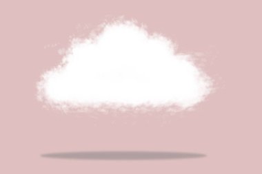 Pembe arka planda süzülen bulut. asgari yaratıcı fikir kavramı