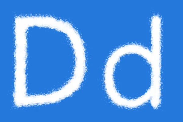 青い背景に雲Dアルファベットの形 — ストック写真