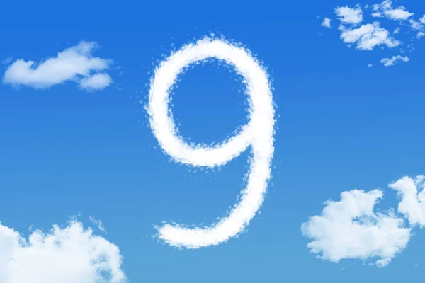 Σύννεφο Σχήμα Του Αριθμού Εννέα Μπλε Ουρανό — Φωτογραφία Αρχείου
