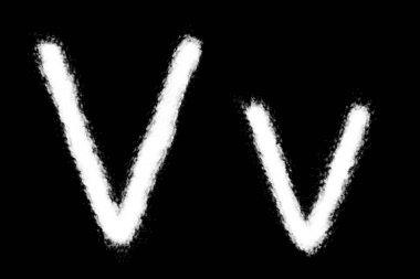 Siyah arkaplanda Bulut V alfabesi şekli