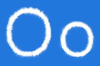 Mavi arkaplanda Bulut O alfabesi şekli