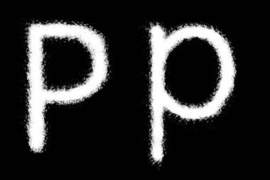 Siyah arkaplanda Bulut P alfabesi şekli