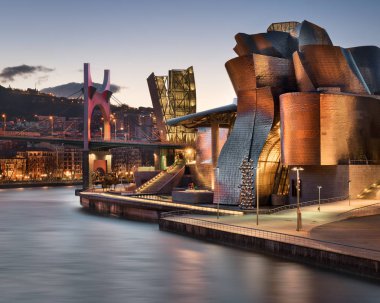 Salbeko Zubia Bridge and Guggenheim Museum in the Morning, Bilbao, Spain clipart