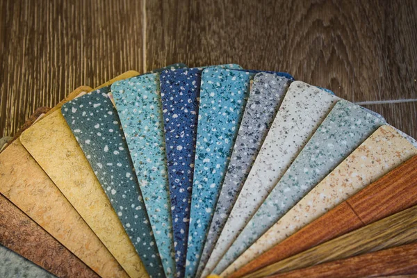 Linoleum Samples Flooring Wood Texture Cutting Size New Year — Stock Photo, Image