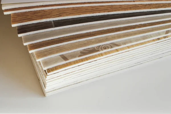 Linoléum Échantillons Revêtements Sol Avec Texture Bois Taille Réduite Nouvel Photos De Stock Libres De Droits