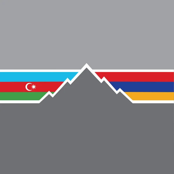 Flag Armenia Azerbaijan Background Mountain Mountain Range Two Countries — Stock Vector