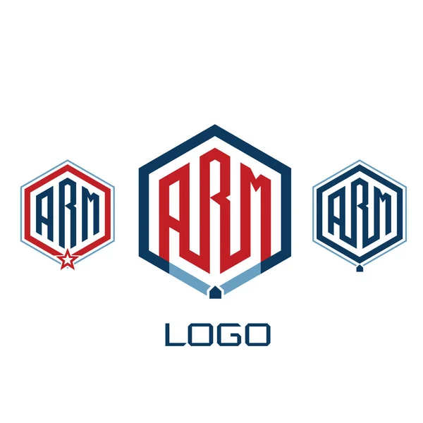 Logotipo com três letras braço em um hexágono. — Vetor de Stock