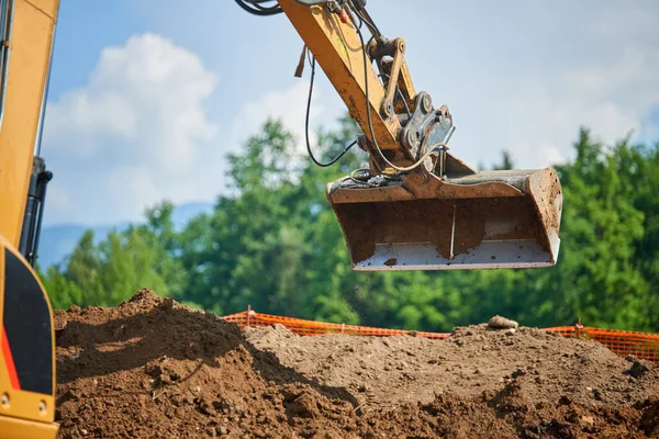 Backhoe Bulldozer Operação Campo Aberto — Fotografia de Stock