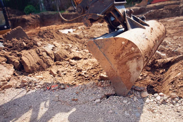 Traktorgrävare Bulldozer Öppna Fältet Drift — Stockfoto