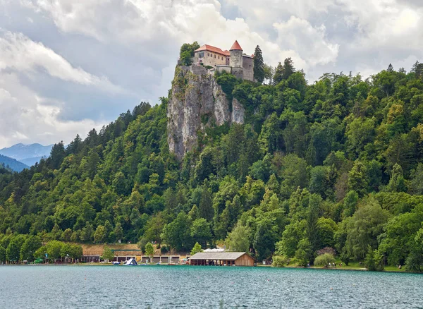 Bledský Hrad Jezeře Bled Slovinsku Panorama — Stock fotografie