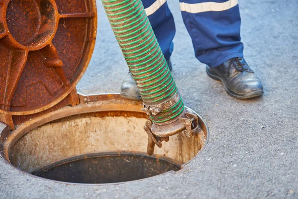 Emptying septic tank, cleaning the sewers. Septic cleaning and sewage removal. Emptying household septic tank. Cleaning sludge from septic system.