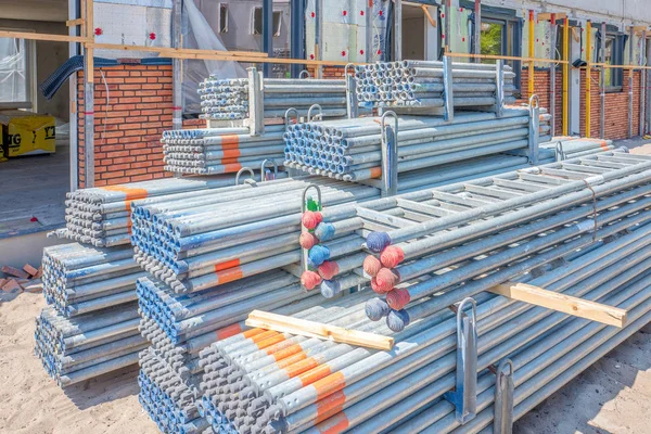 Netherlands Leidschendam July 2018 Scaffolding Tubes Construction Site Leidschendam Netherlands — Stock Photo, Image