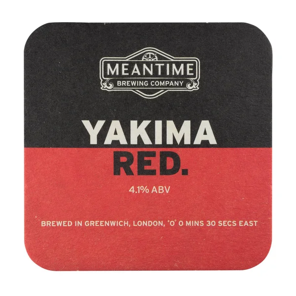 Netherlands Leidschendam March 2018 Meantime Yakima Red Beermat Isolated White — Stock Photo, Image