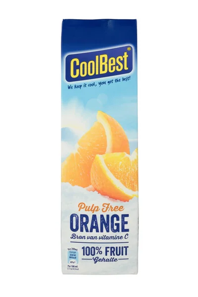 Netherlands Lunteren July 2017 Packet Coolbest Pulp Free Orange Isolated — Stock Photo, Image