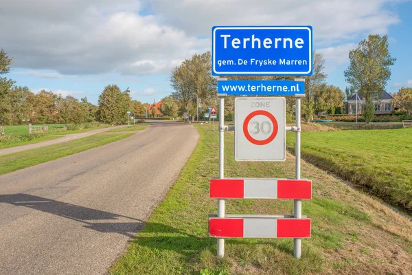 Holandia Terherne Października 2018 Terherne Miejsce Nazwa Znak Fryzji Holandii — Zdjęcie stockowe