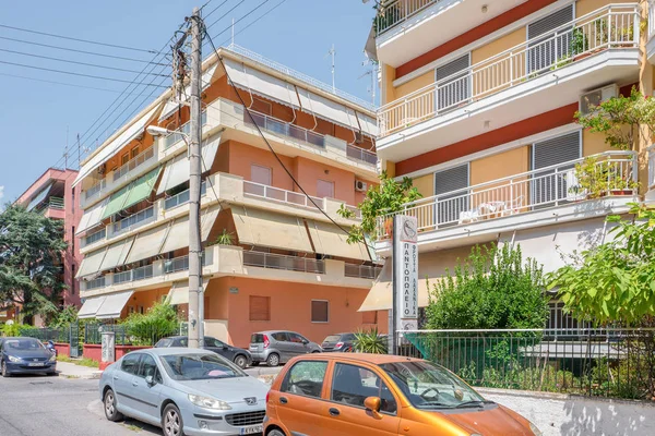 Grecia Corfu Corfu Town Julio 2018 Apartamentos Una Calle Corfú —  Fotos de Stock