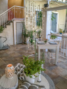 GREECE - CORFU - NISSAKI - AUGUST 2, 2018: Top restaurant Isla Cuisine in Nissaki on Corfu, Greece.