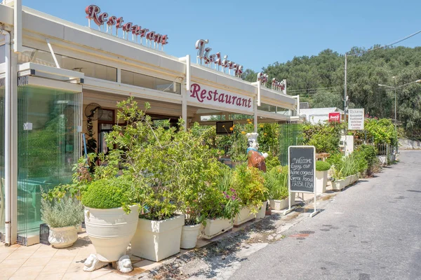 Grécia Corfu Neo Perítia Julho 2018 Restaurante Neo Perithia Corfu — Fotografia de Stock