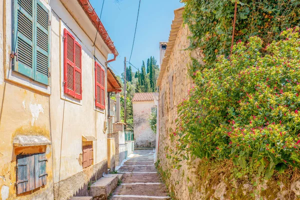 Grèce Corfu Sinarades Août 2018 Vue Une Ruelle Sinarades Sur — Photo