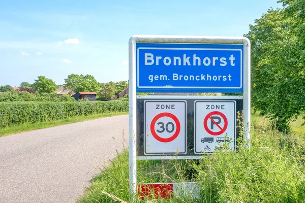 Bronkhorst place name sign in The Netherlands. — Stock Image Bronkhorst place name sign in The Netherlands. Royalty Free Stock Images