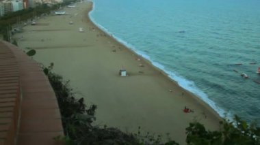 Akdeniz kıyıları. Calella'da plaj hava manzarası