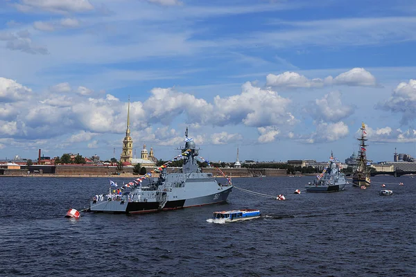 Russie Saint Pétersbourg Juillet 2019 Navires Guerre Dans Les Eaux — Photo