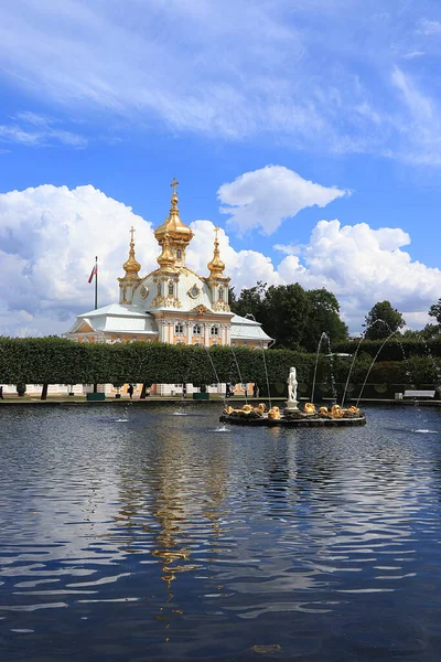 Russie Saint Pétersbourg Peterhof Juillet 2019 Sur Photo Est Principale — Photo