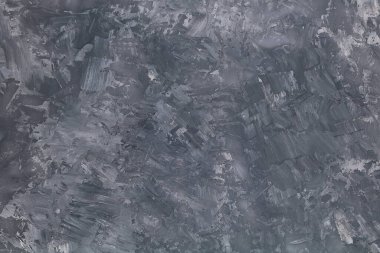 Taze alçıyla kaplanmış, griye boyanmış, fotoğraf tasarımı için doku, fotoğraf arkaplanı yapımı, reklam veya davetiye pankartı.,