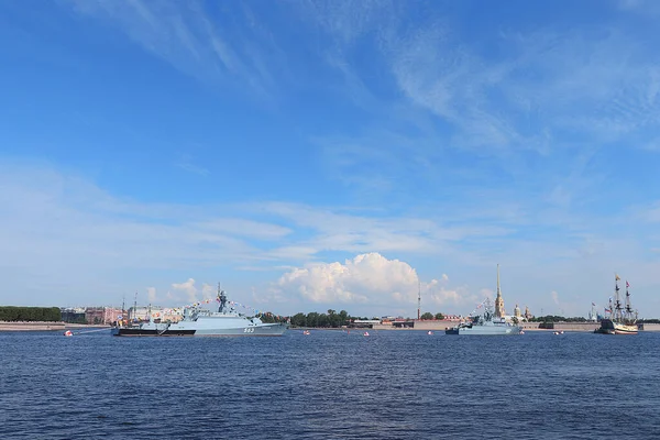 Russie Saint Pétersbourg Juillet 2020 Navires Guerre Dans Zone Eau — Photo