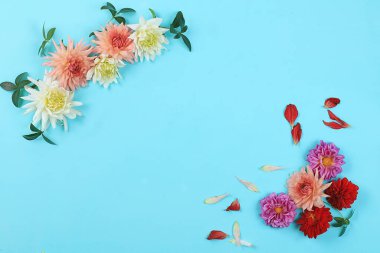 Sonbahar çiçeği kompozisyonu, soyut arkaplan düzlüğü, asgari tatil anlayışı, şükran günü. Anneler günü kartı, mutlu yıllar, düğün, mesajlaşma yeri.,