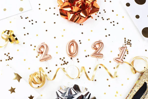 Feliz Ano Novo 2021 Celebração Decorações Natal Cartões Saudação Banner — Fotografia de Stock