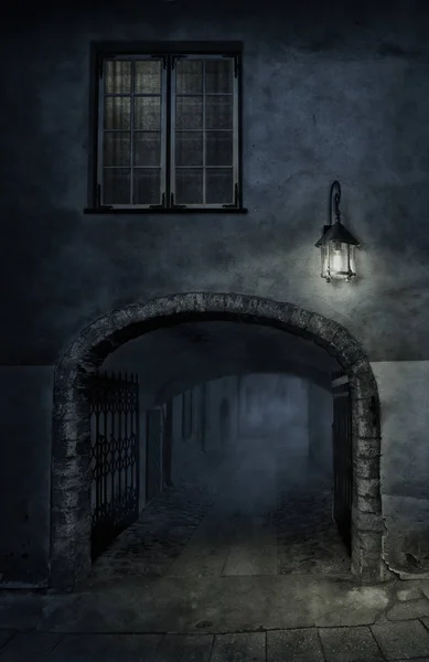 Οδός, νύχτα και φως — Φωτογραφία Αρχείου