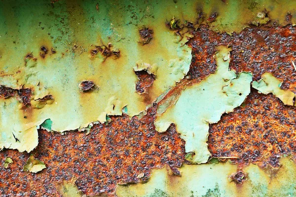 Texture Rusty Green Painted Old Metal Plate — Stock Photo, Image