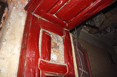 dry rot on door frame ( Serpla lacrymans ) clipart