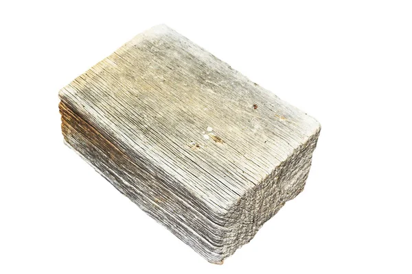 Stará Zkažená Kus Smrkového Dřeva Izolované Bílém Pozadí — Stock fotografie